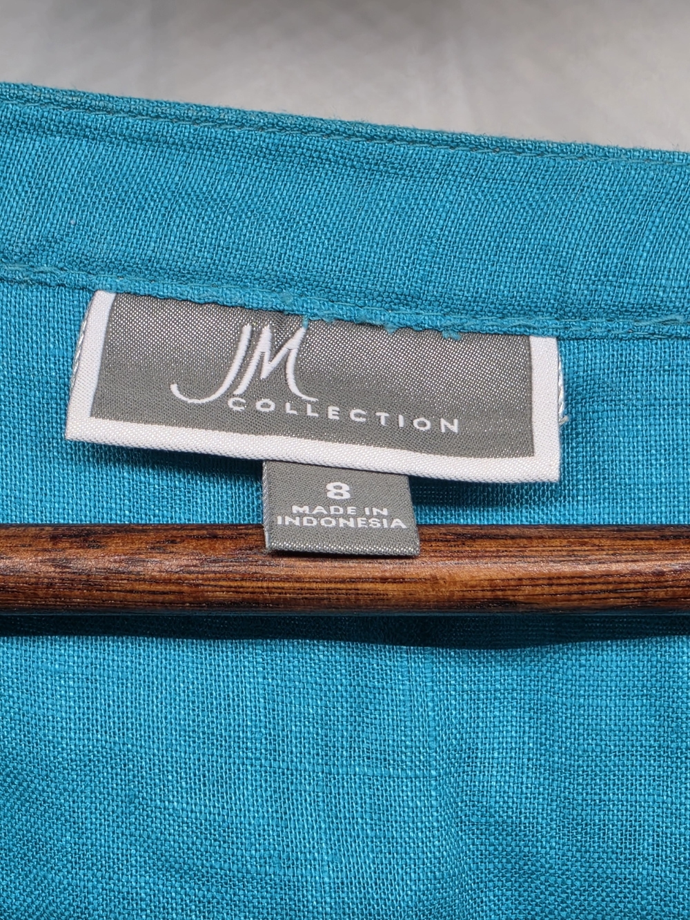 NOT FOR SALE. JM Collection Turquoise Linen Blend Roll Tab Blouse Size 8 - Picture 4 of 6